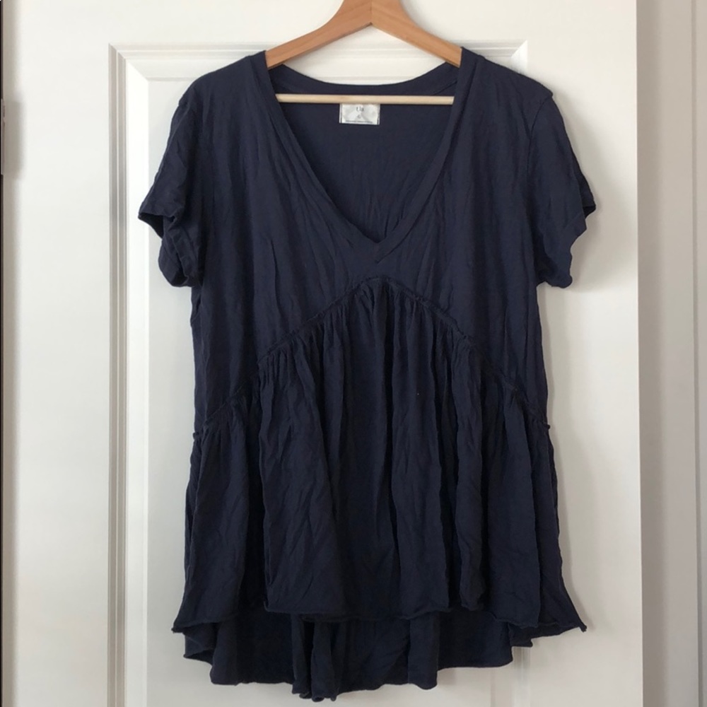 Navy V Neck Swing Top
